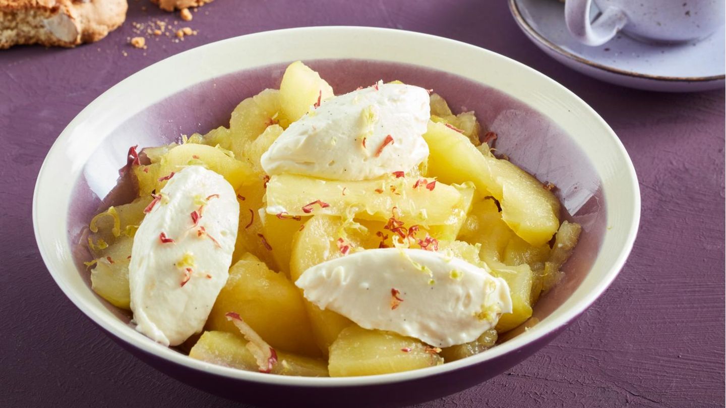 Apfelkompott mit Calvados-Creme Rezept - [ESSEN UND TRINKEN]