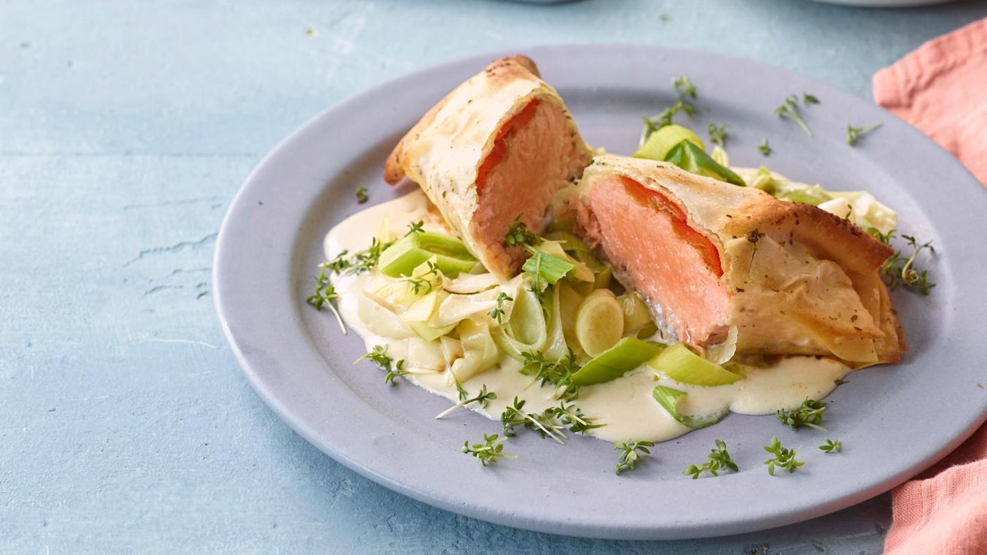 Lachspäckchen mit Lauchrahm Rezept