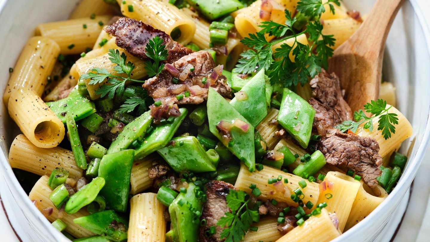 Rigatoni mit grünen Bohnen und Rinderfilet Rezept