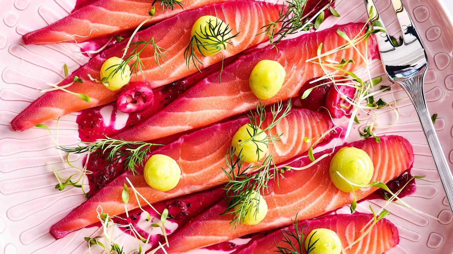 Gebeizter Cranberry-Lachs mit Wasabi-Mayonnaise Rezept - [ESSEN UND ...