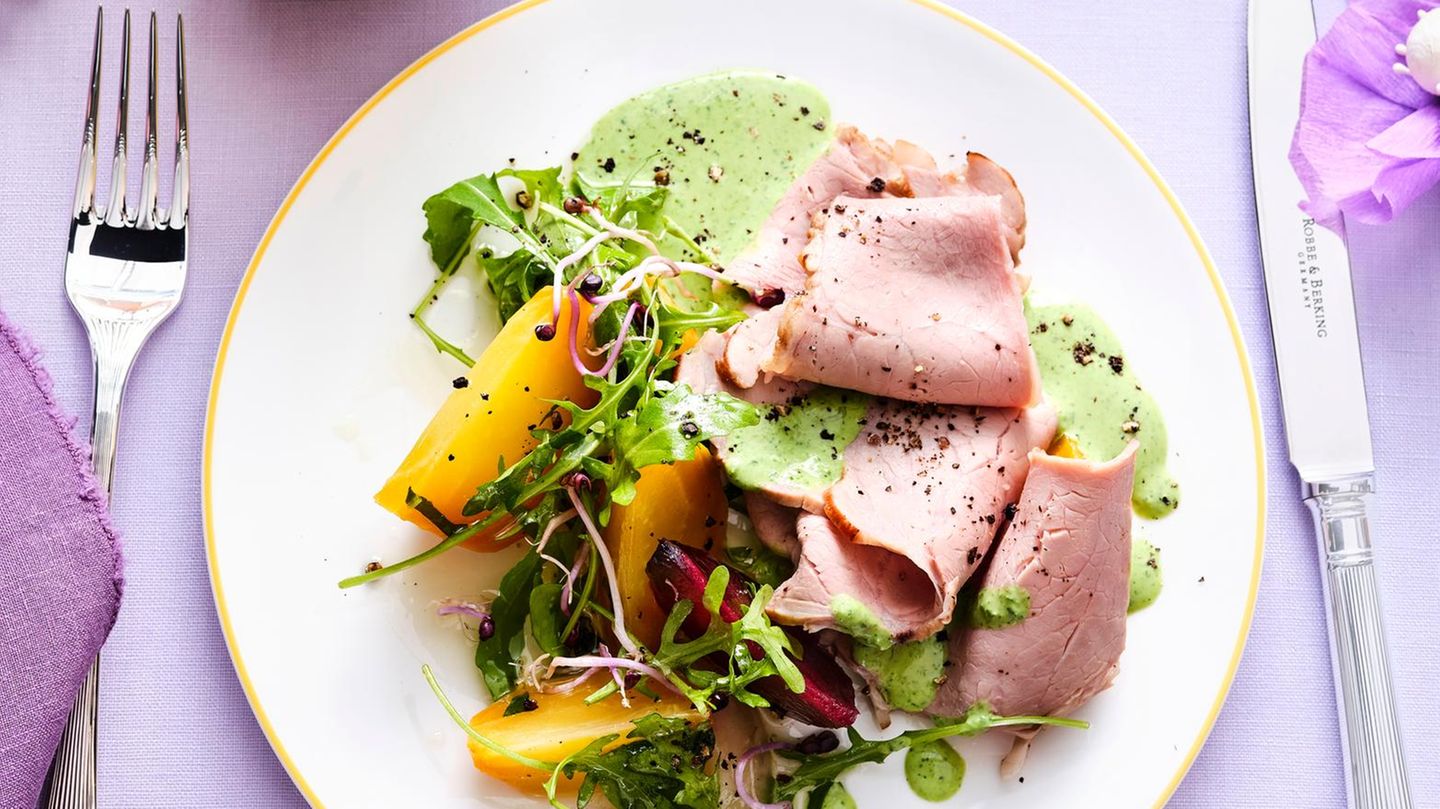 Rosa Tafelspitz mit grüner Sauce und Bunte-Bete-Salat Rezept