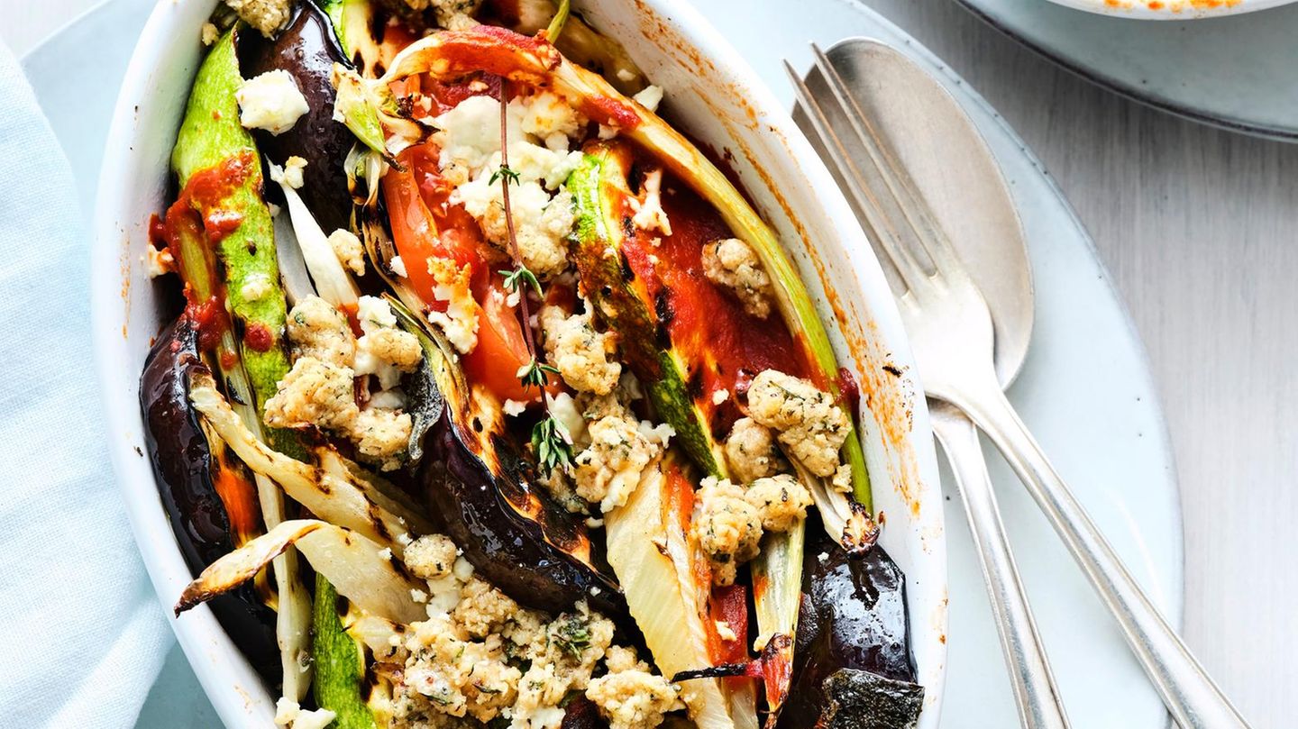 Gemüse-Crumble mit Feta-Käse Rezept