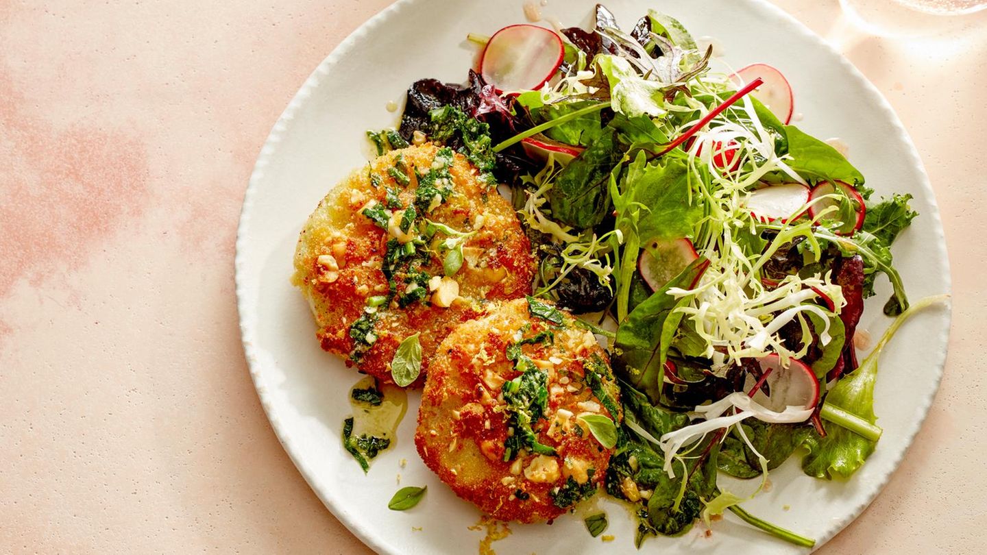 Kohlrabi milanese mit Walnuss-Majoran-Pesto Rezept
