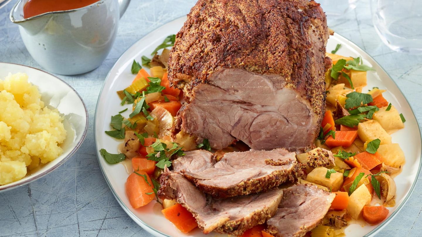 Senf-Schweinebraten: Rezept für Gäste - [ESSEN UND TRINKEN]