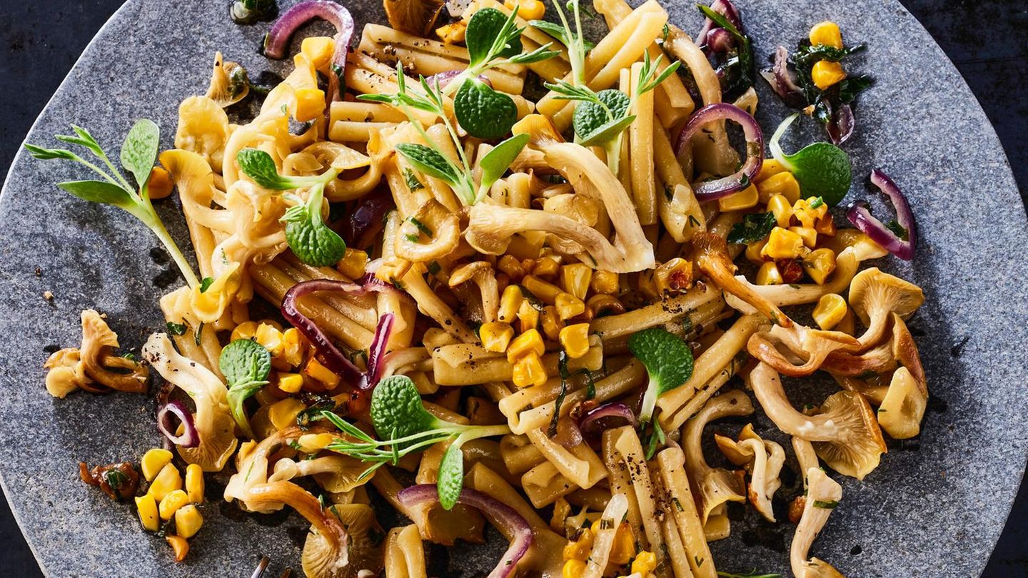 Mais-Pasta mit Limonenseitlingen Rezept