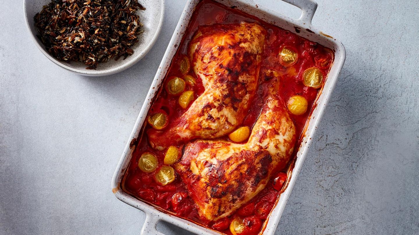Paprika-Hähnchen auf Reis Rezept