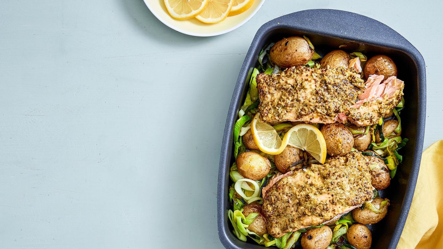 Ofenlauch mit Lachs Rezept