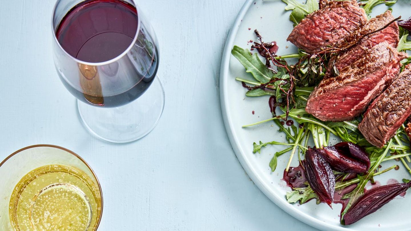 Steaks mit Rotweinschalotten Rezept