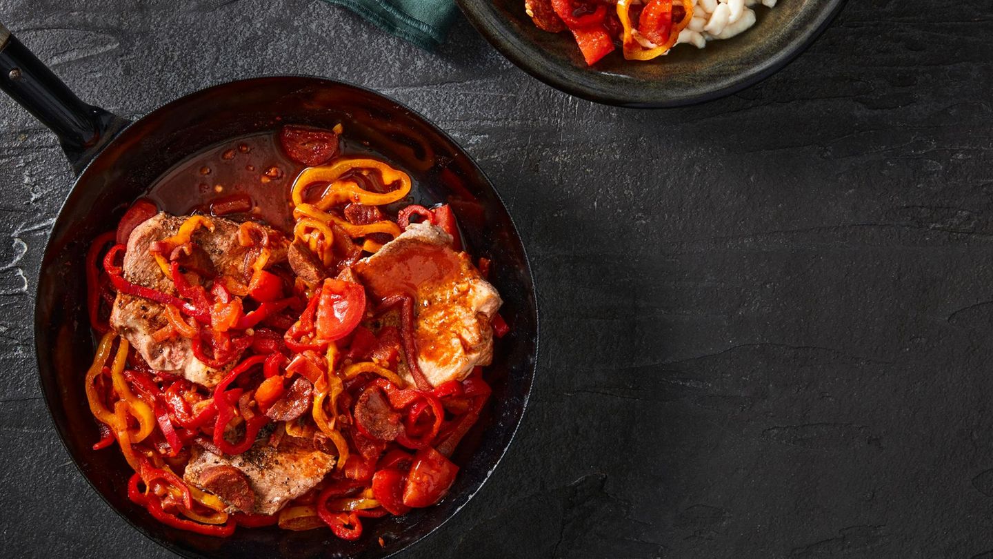 Letscho-Pfanne mit Quarkspätzle: Rezept