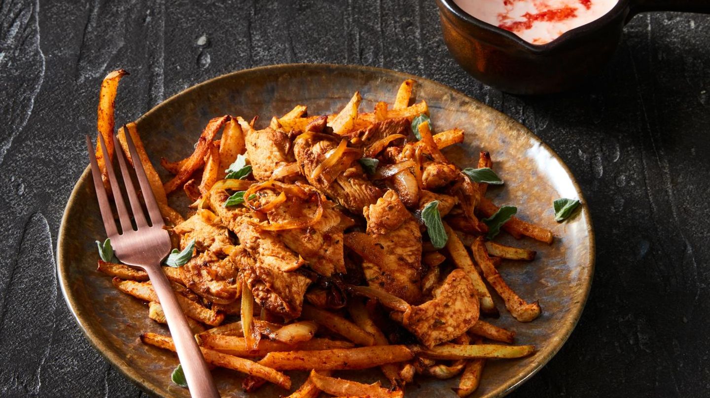 Puten-Gyros mit Kohlrabi-Pommes Rezept