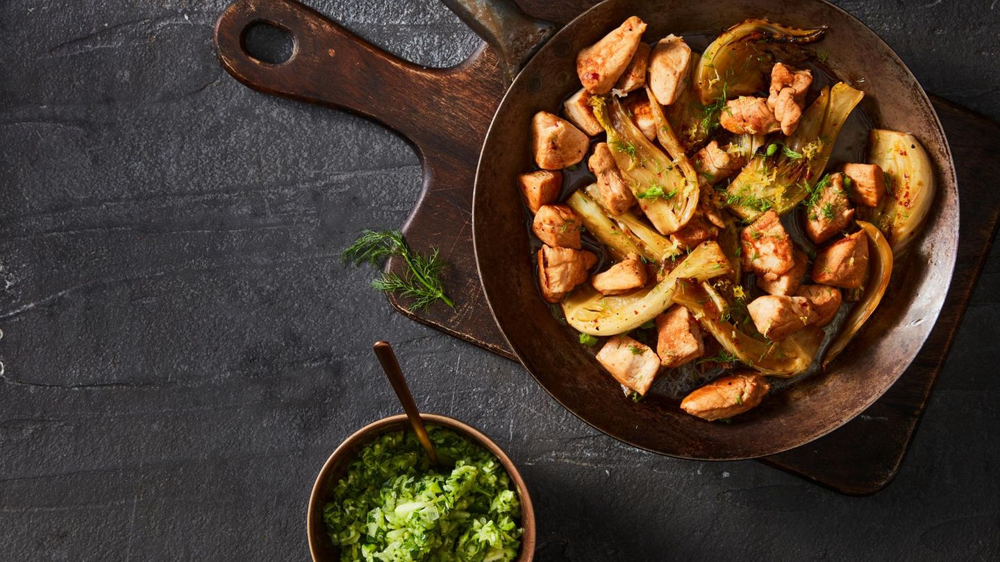 Hähnchen-Fenchel-Pfanne mit Zucchini-Reis Rezept