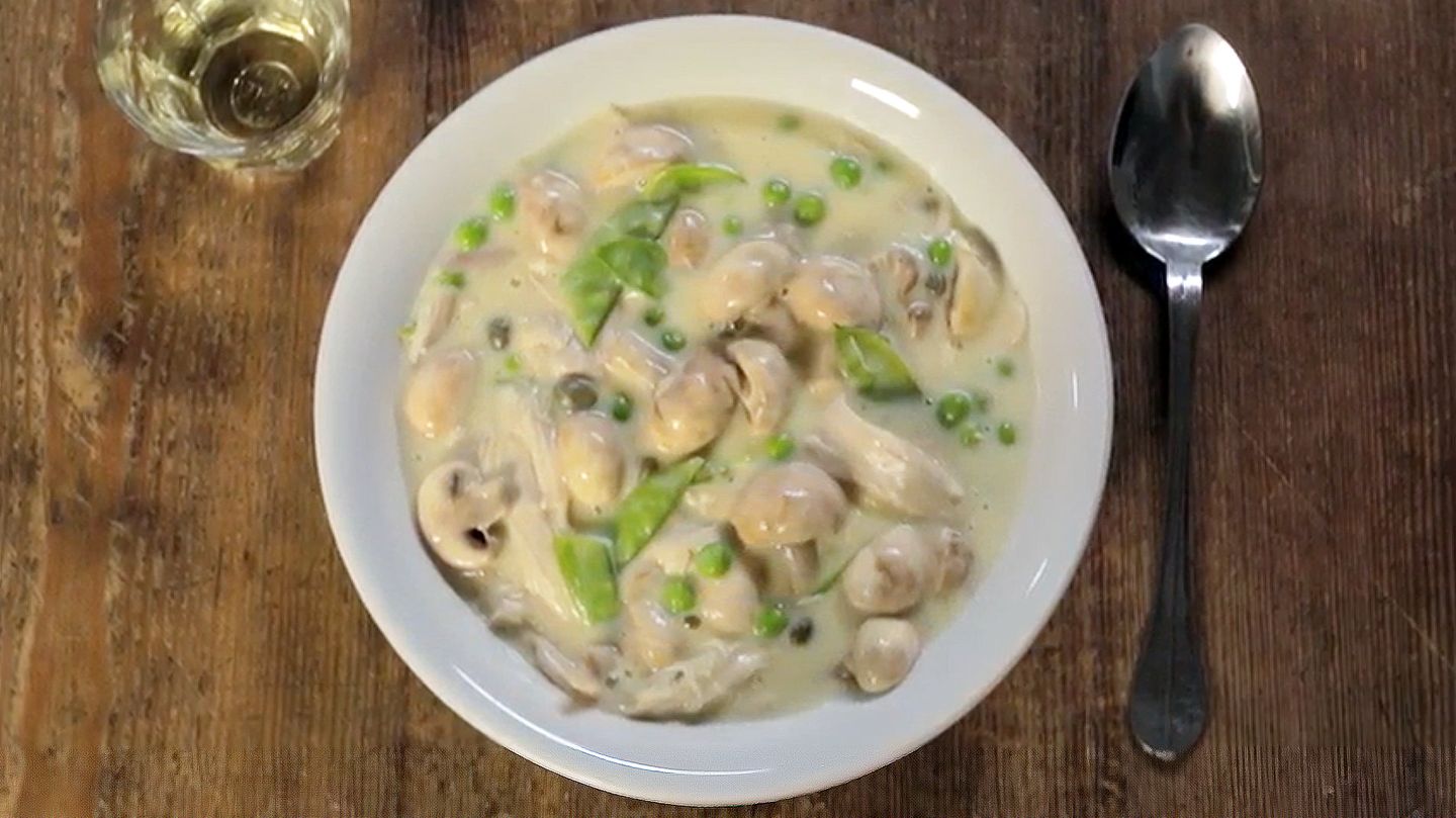 Rezept für Hühnerfrikassee mit Zuckerschoten