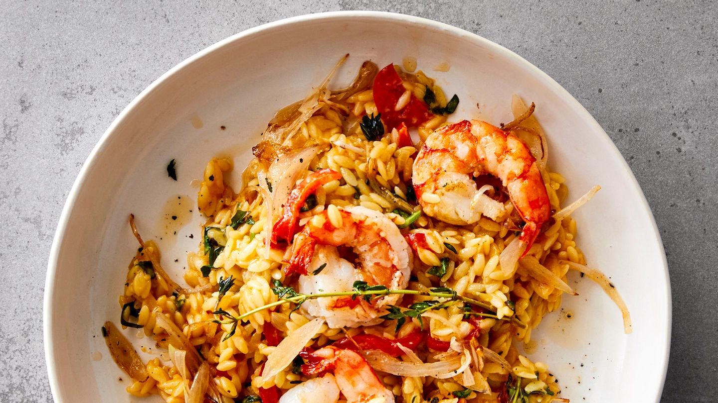 Cremiges Pasta-Risotto mit Garnelen