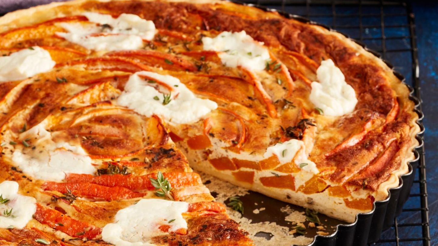 Kürbis-Quiche mit Ricotta und Ziegenkäse Rezept