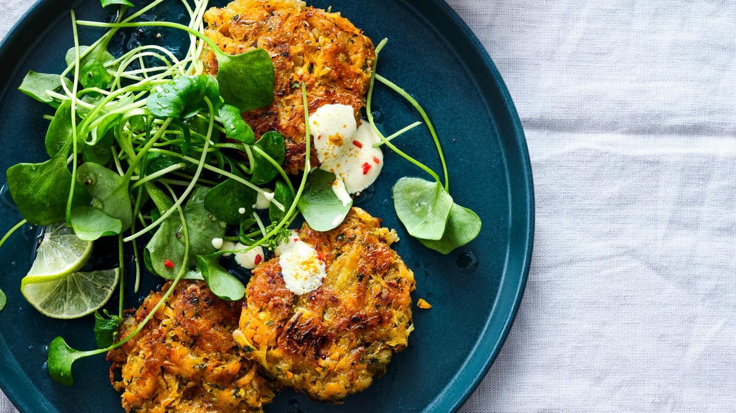 Kürbisrösti mit Curry-Ziegenjoghurt und Portulak Rezept