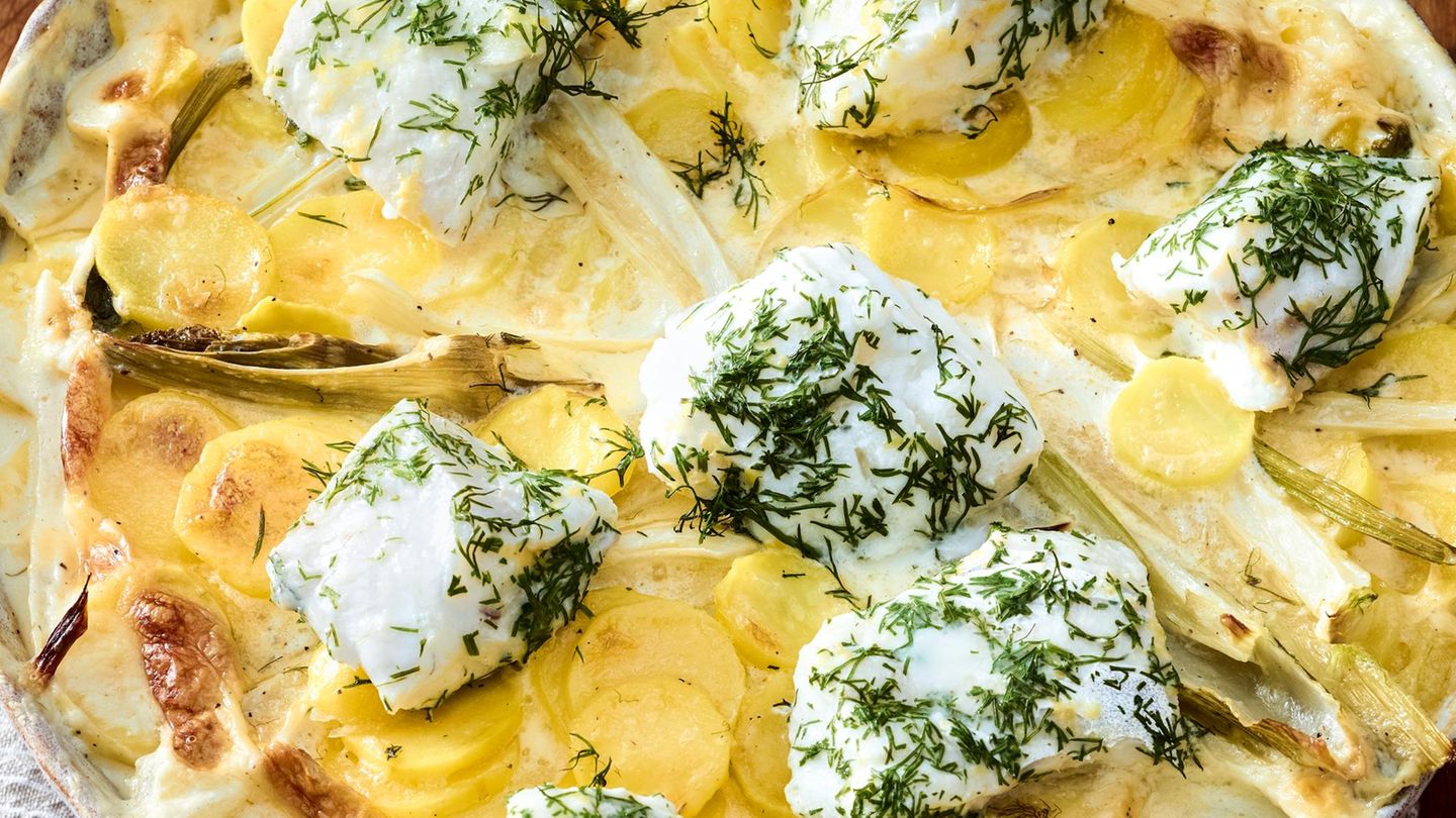 Fenchel-Kartoffel-Gratin mit Kabeljau: einfach & köstlich