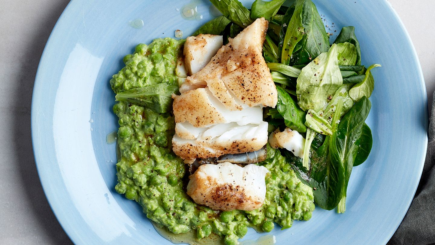 Kabeljau mit Erbsenpüree Rezept