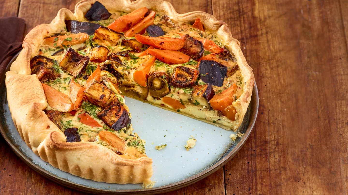 Möhren-Auberginen-Tarte: einfaches Rezept