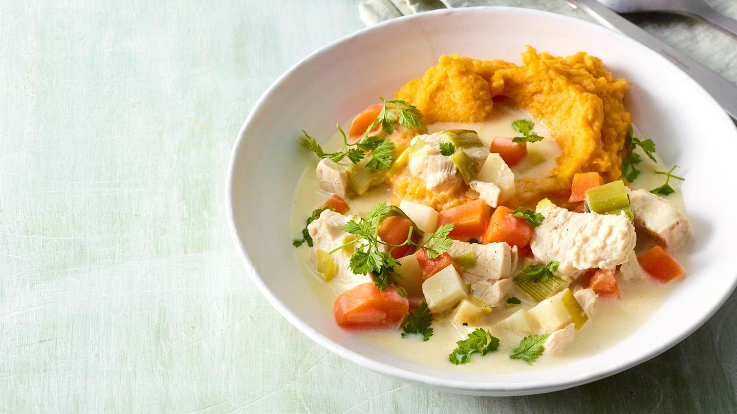 Blitzfrikassee mit Gemüsepüree Rezept