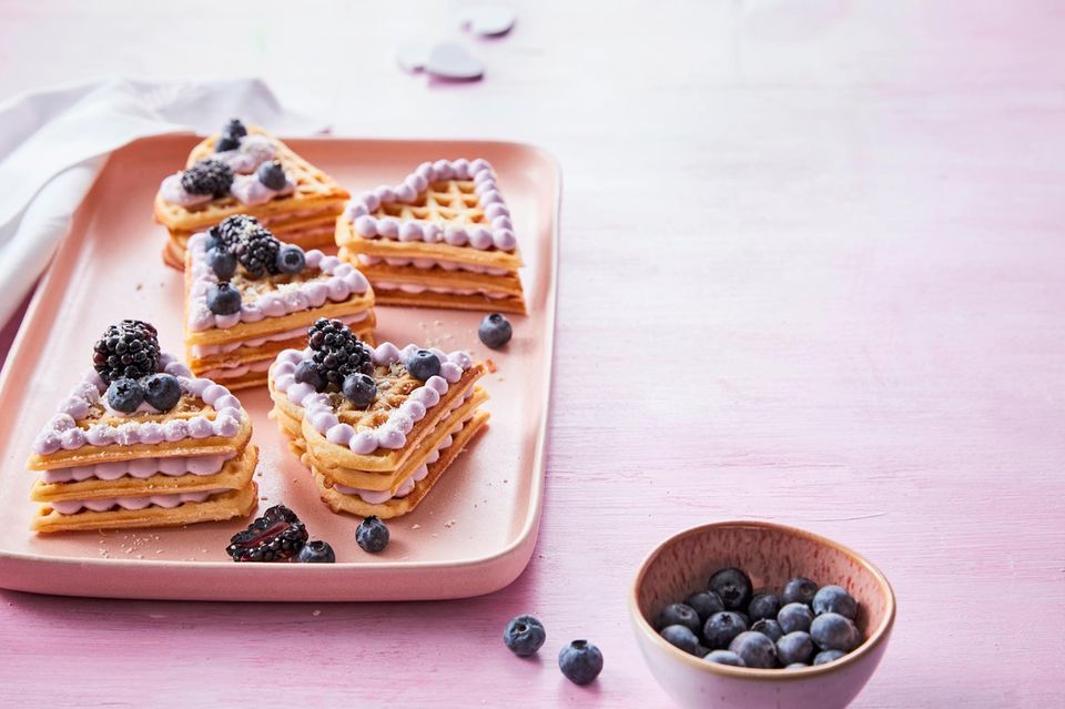 Waffelherzen Millefeuille
