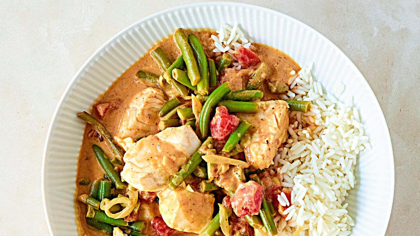 Fischcurry mit Bohnen: schnell & würzig