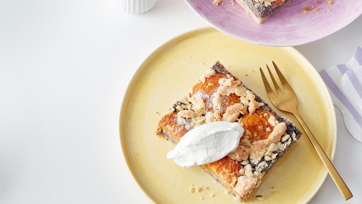 Aprikosen-Mohnkuchen mit Streuseln: sommerlicher Blechkuchen