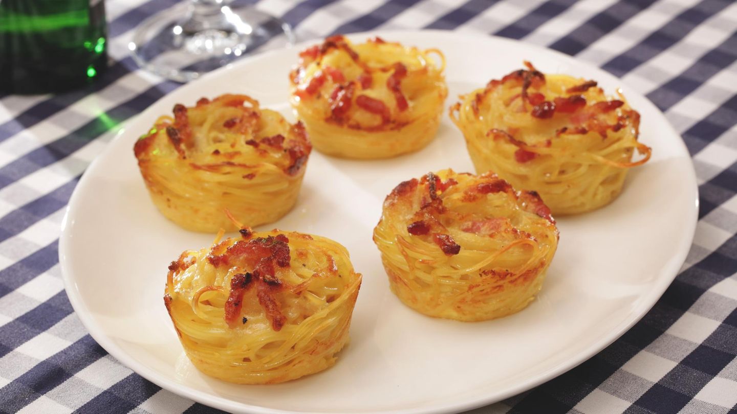 Spaghetti-Carbonara-Muffins: Fingerfood für Partys