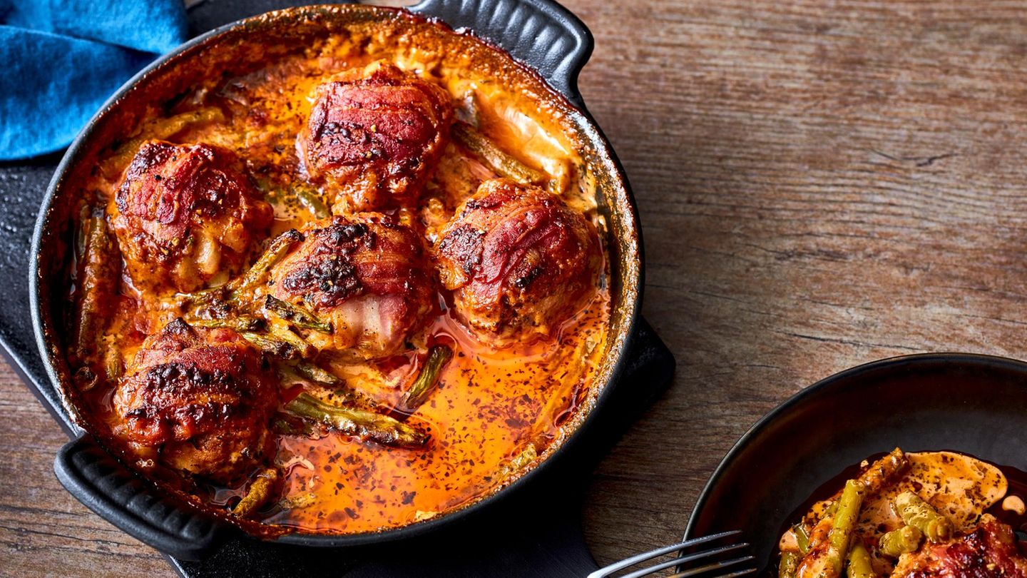 BBQ-Buletten mit Bacon: saftiges Ofengericht