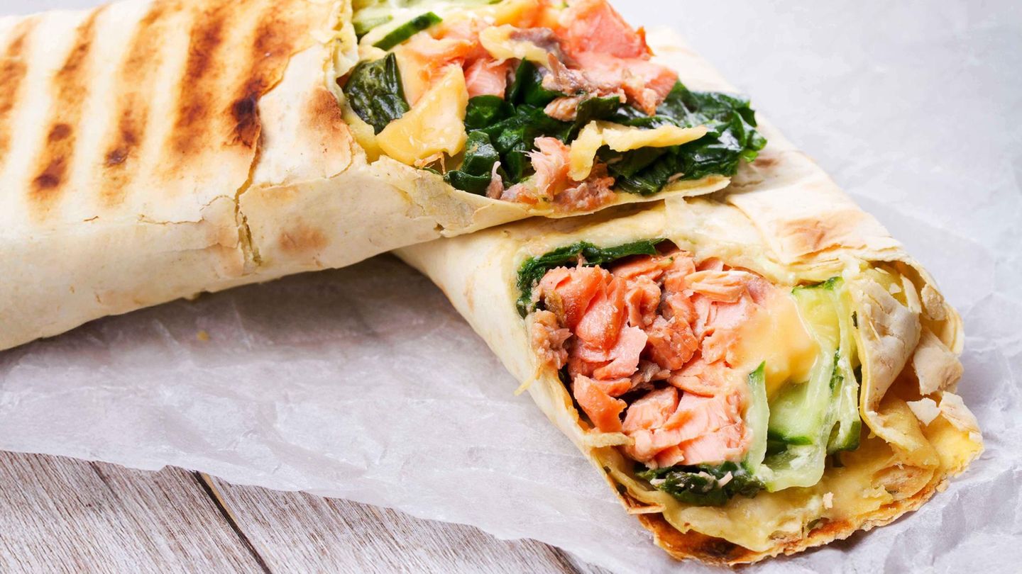 Lachs-Guacamole-Wrap mit Bacon Rezept