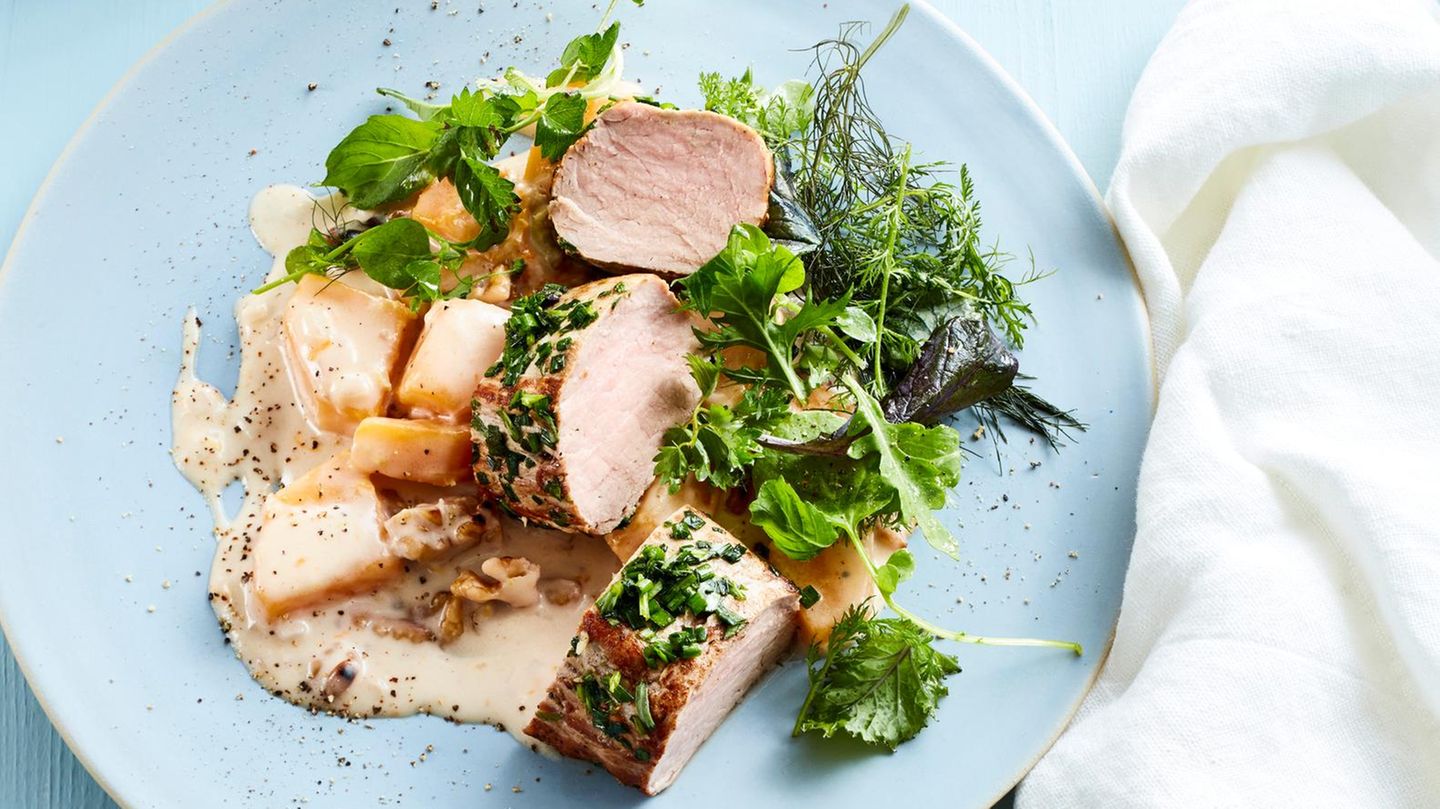 Kräuterfilet mit Kürbisgemüse: fertig 40 Minuten