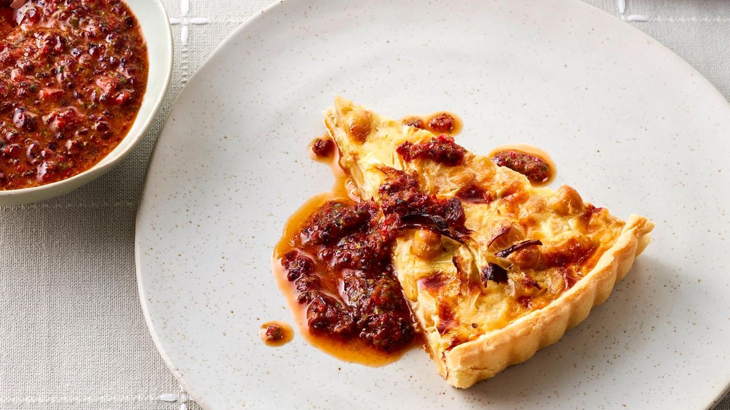 Kichererbsen-Quiche mit Cranberry-Salsa: gut vorzubereiten