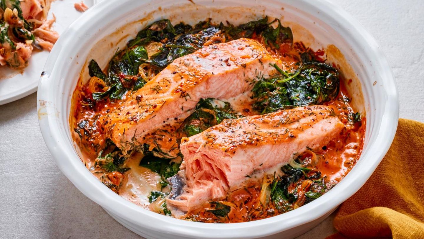 Ofenlachs mit Spinat: Low Carb & High Protein