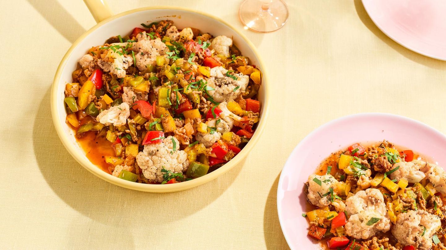 Blumenkohl-Hack-Pfanne: schnelles Mittagessen für 4